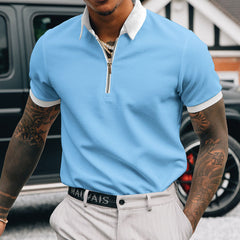 New Solid Color Zipper POLO Shirt