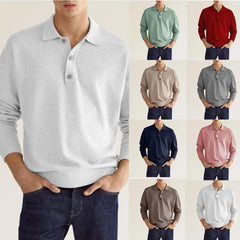 Men's Casual V-neck Button Polo Shirt