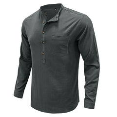 Men's Stand Collar Cotton Linen Shirt