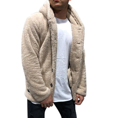 Men's Hooded Solid Color Fleece Jacket