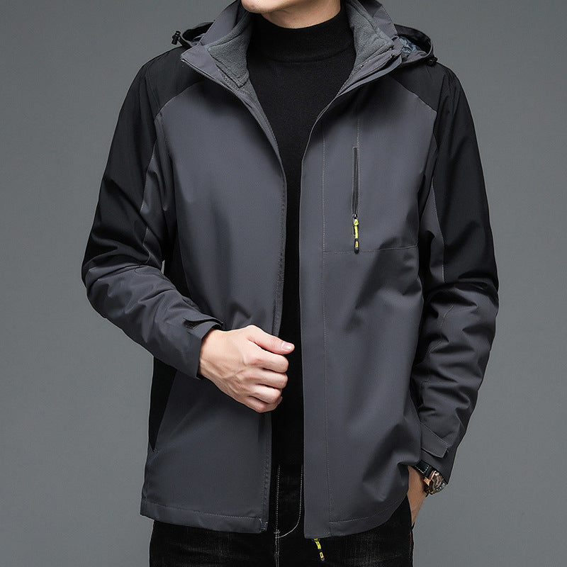 Men's Windproof Thickened Detachable Windbreaker Jacket