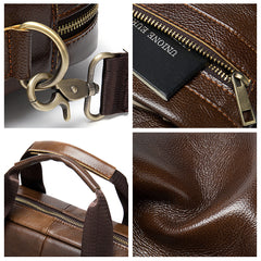 Men's Leather Briefcase Portable Lawyer Computer Bag
