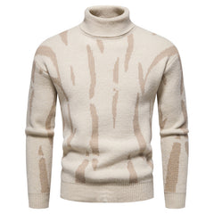 Men's Turtleneck Plaid Jacquard Knitted Sweater