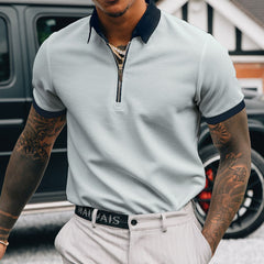 New Solid Color Zipper POLO Shirt