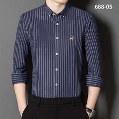 2023 Men's Striped Embroidered Shirt