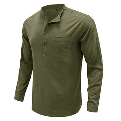 Men's Stand Collar Cotton Linen Shirt