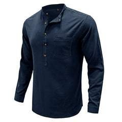 Men's Stand Collar Cotton Linen Shirt