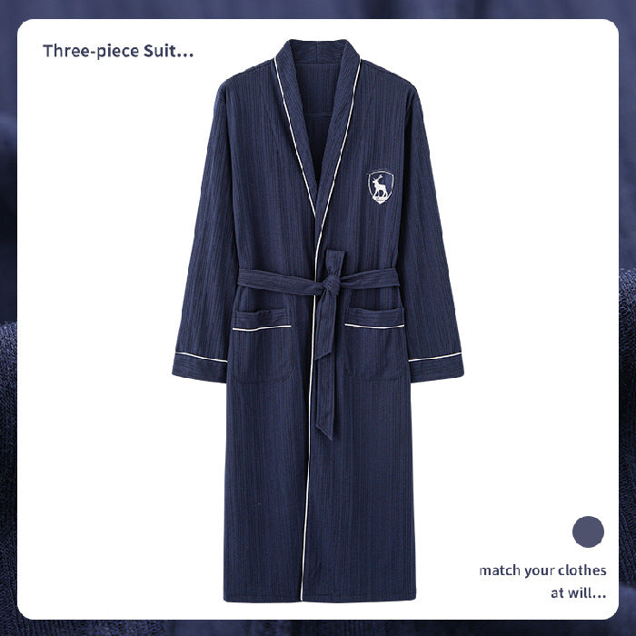 New Cotton Plaid Loose Plus Size Bathrobe