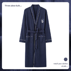 New Cotton Plaid Loose Plus Size Bathrobe
