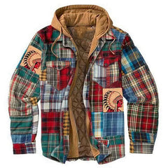Padded Plaid Printed Hooded Jacket