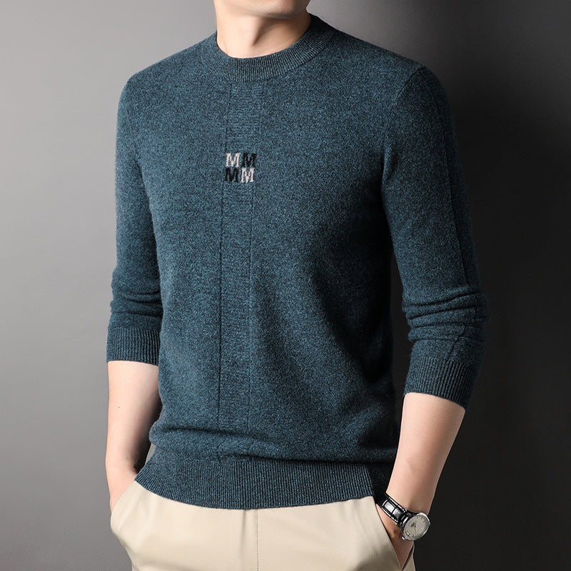 Men's Pure Wool Crew Neck Comfortable Warm Sweater