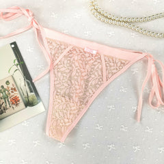 Contrasting Color Leopard Jacquard Mesh Lace Sexy Thong