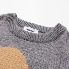 Men's Jacquard Round Neck Loose Casual Sweater
