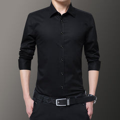 New Men's Non-Iron Slim Casual Solid Color Shirt
