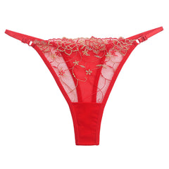 Sexy Embroidered Hollow Mesh Thong