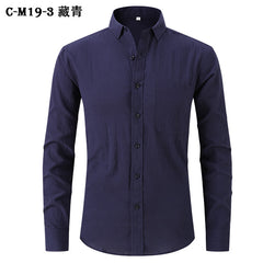 Men's Cotton and Linen Solid Color Non-iron Shirt