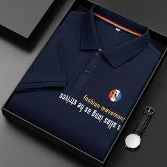 2023 Men's Cotton Letter Print Lapel Polo Shirt
