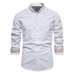 2023 New Men's Pure Cotton Embroidery Long-sleeved Shirt