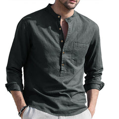 Men's Stand Collar Cotton Linen Shirt