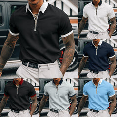 New Solid Color Zipper POLO Shirt