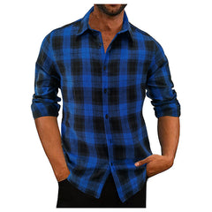 Men's Loose Flannel Long Sleeve Plaid Shirt