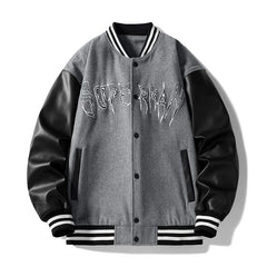 Men's Spring Baseball Uniform Loose Bomber Jacket