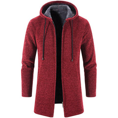 Men's Solid Color All-match Fleece Knitted Jacket