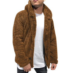 Men's Hooded Solid Color Fleece Jacket