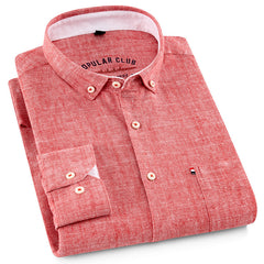 Men's Cotton Linen Embroidered Wrinkle-Resistant Shirt