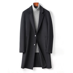 Men's Long High Quality Business Slim Double Sided Woolen Jacket