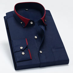 Men's Contrasting Collar Stretch Comfortable Non-Iron Shirt