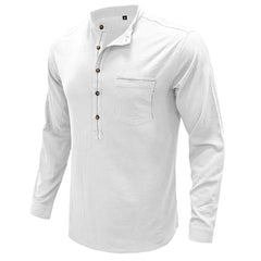 Men's Stand Collar Cotton Linen Shirt