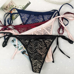 Contrasting Color Leopard Jacquard Mesh Lace Sexy Thong