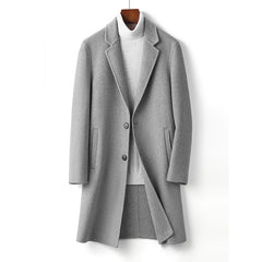 Men's Long High Quality Business Slim Double Sided Woolen Jacket