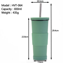 830ml Stainless Steel Straw Cup Large Capacity Simple Car Warm Cup