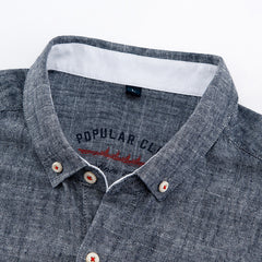 Men's Cotton Linen Embroidered Wrinkle-Resistant Shirt