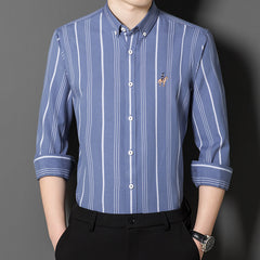 2023 Men's Striped Embroidered Shirt