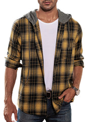 Men's Flannel Plaid Hooded Shirts