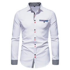 Men's Slim Colorblock Plaid Casual Shirt