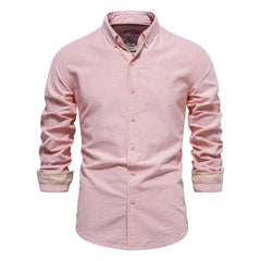 2023 New Men's Pure Cotton Embroidery Long-sleeved Shirt