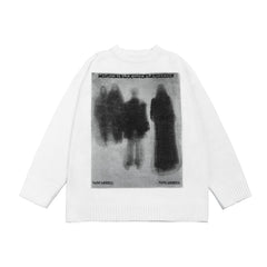 Men's Dark Ghost Print Knit Sweater
