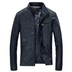 Men's Stand Collar Leather Jacket