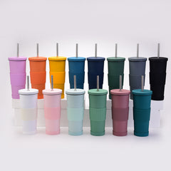830ml Stainless Steel Straw Cup Large Capacity Simple Car Warm Cup