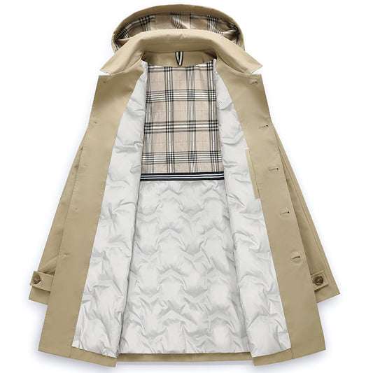 Men's Lapel Business Casual Windbreaker Down Jacket