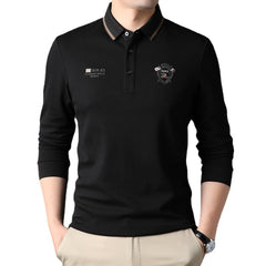 Men's Cotton Loose Solid Color Embroidered POLO Shirt