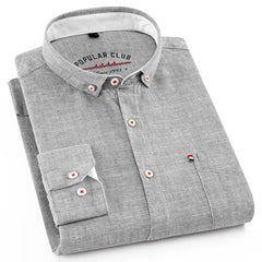 Men's Cotton Linen Embroidered Wrinkle-Resistant Shirt