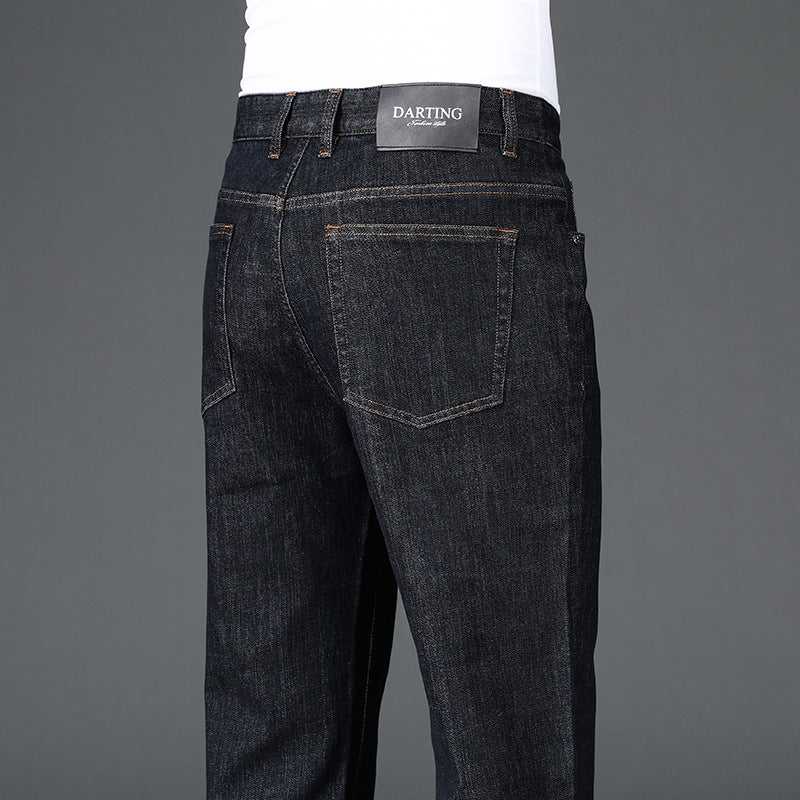 Men's Silk Business Loose Straight High Waist Jeans