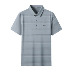 Striped Short Sleeve Lapel Casual POLO Shirt