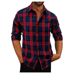 Men's Loose Flannel Long Sleeve Plaid Shirt