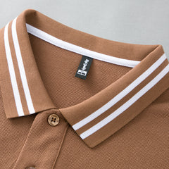New Cotton Color Contrast Lapel Men's Embroidered Polo Shirt